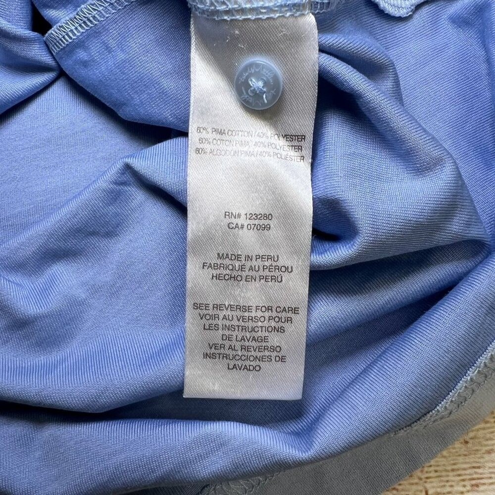 TravisMathew Polo Shirt Mens XL Light Blue Pima Cotton Blend Chest Pocket Logo - Picture 6 of 13
